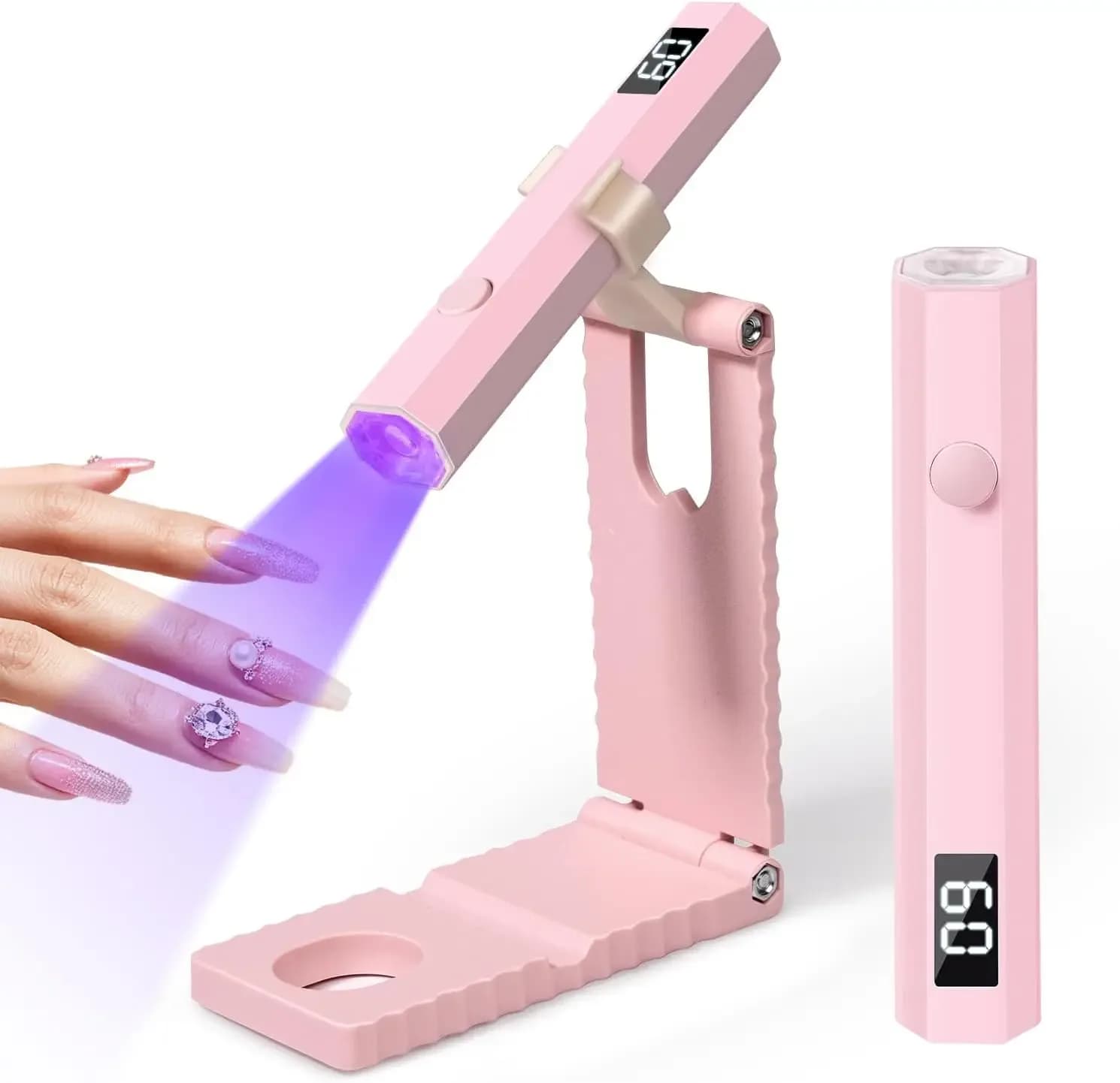 Cordless UV/LED Nail Lamp with Stand and LCD Display