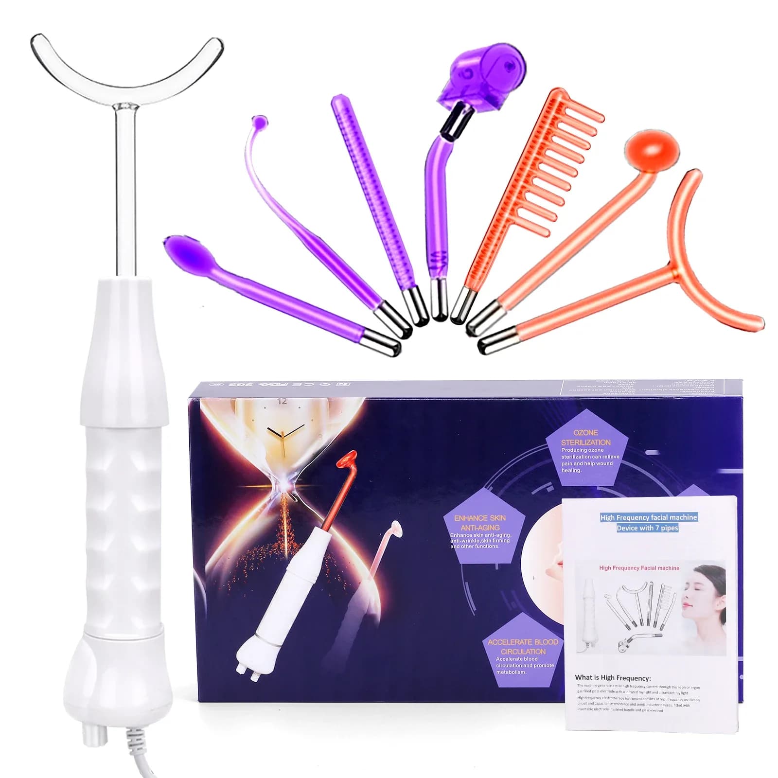 7-in-1 High Frequency Facial Electrotherapy Wand