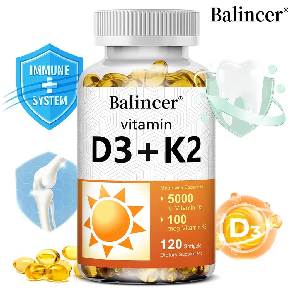 Vegan Vitamin D3 (5000 IU) & K2 (100 µg) with Organic Virgin Coconut Oil