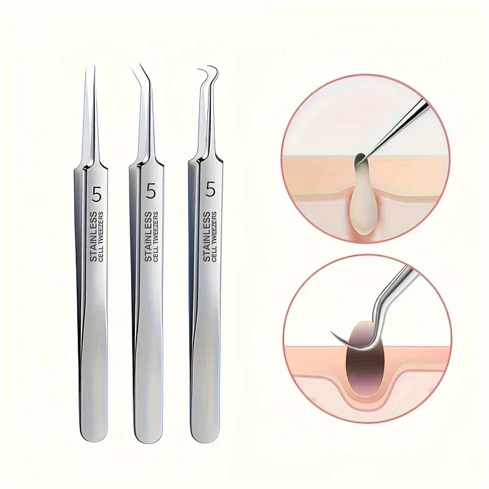 Cellular Acne Blackhead Tweezers – Extra Fine No.5 (Pack of 3)