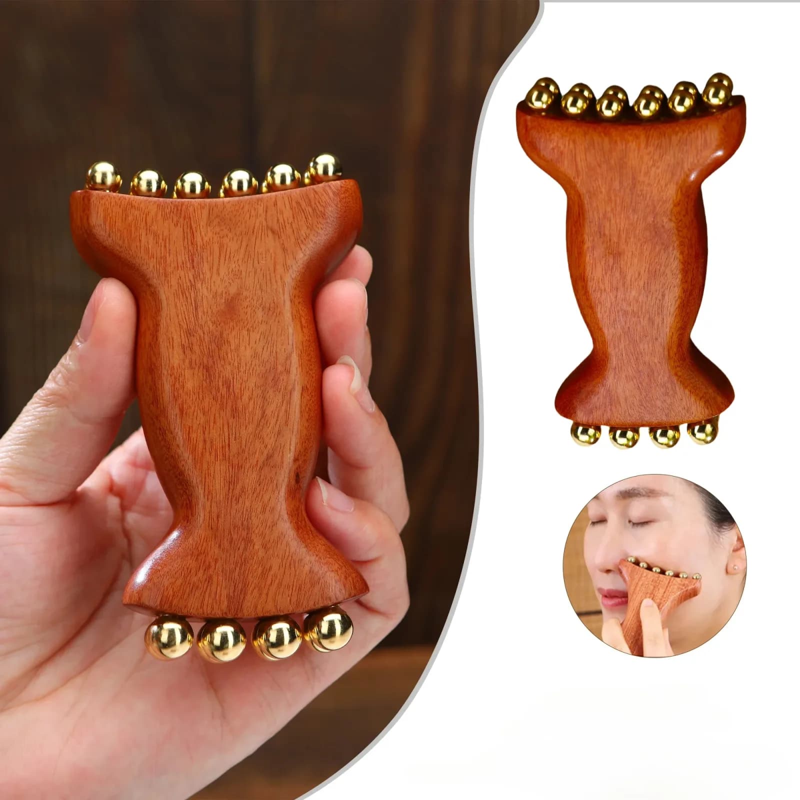 Copper Wood Lymphatic Face Massager
