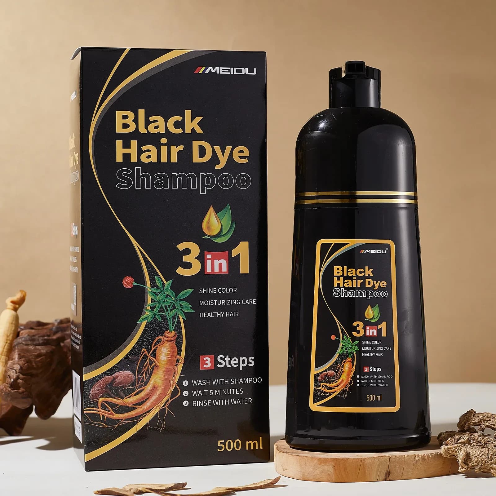 3-in-1 Hair Dye Shampoo – Moisturizing Color for Men & Women