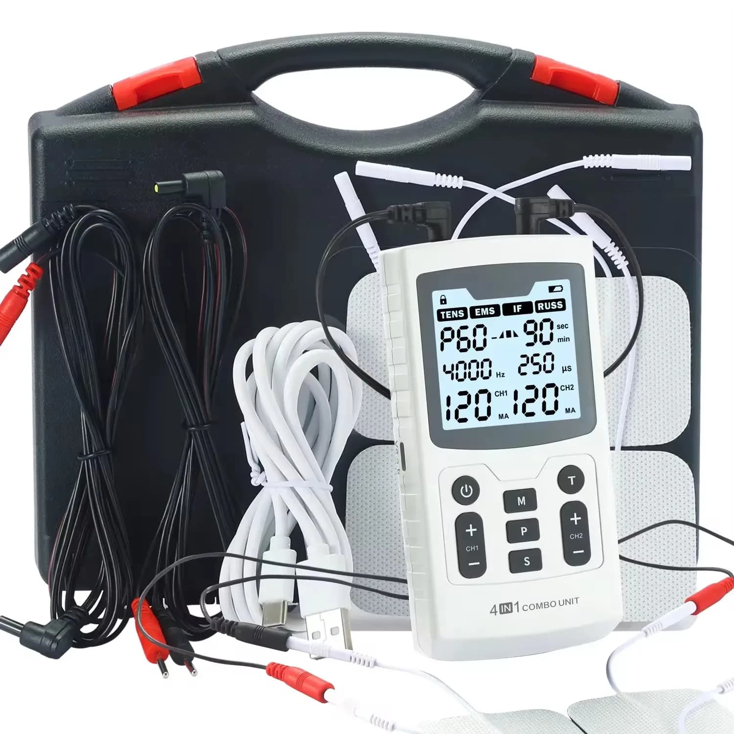 4-in-1 Electric Muscle Stimulator – 60 Massage Modes, 4000 Hz