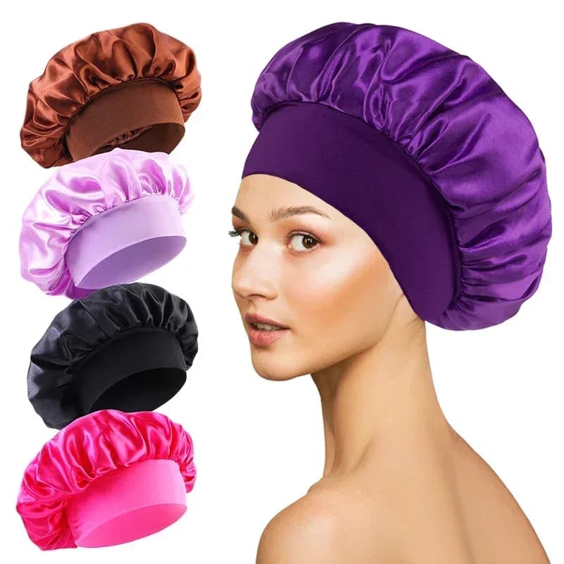 Soft Silk Satin Lined Hair Bonnet – Large
