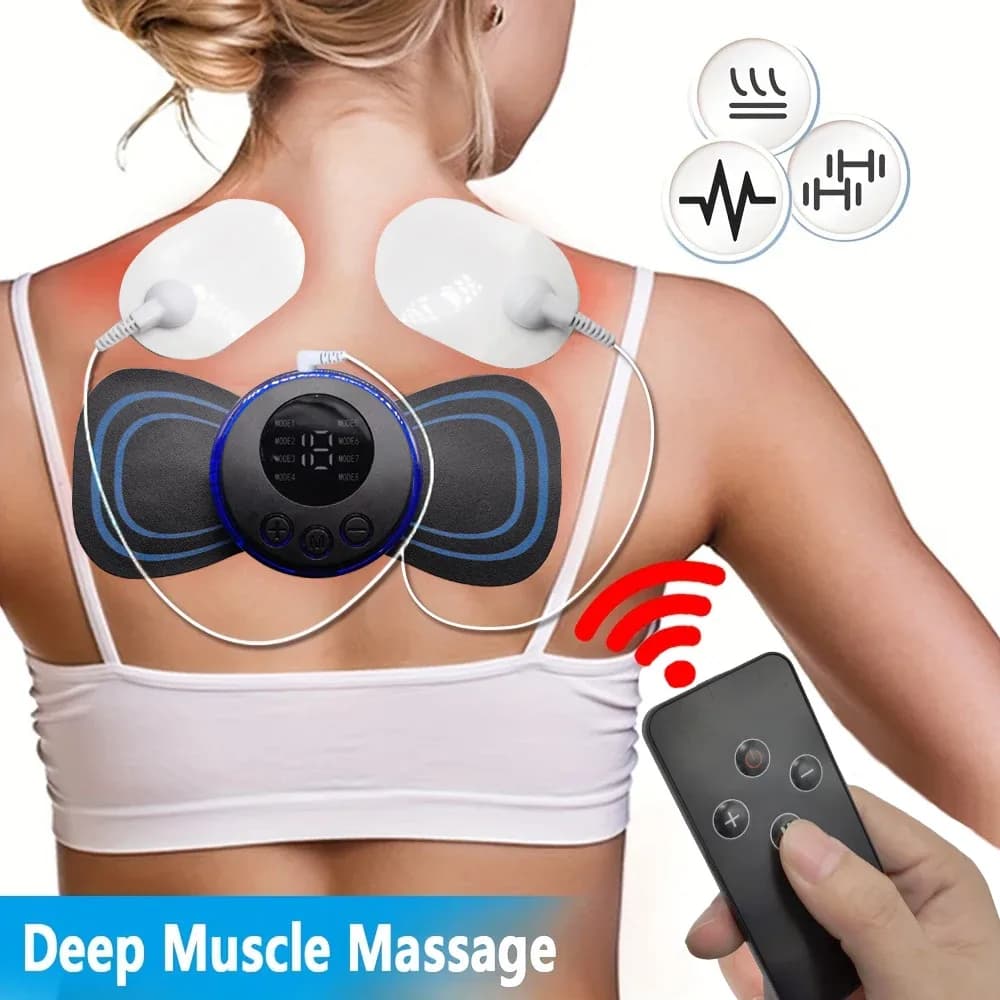 Rechargeable Neck Massager with Remote Control, 8 Modes, Low‑Frequency EMS