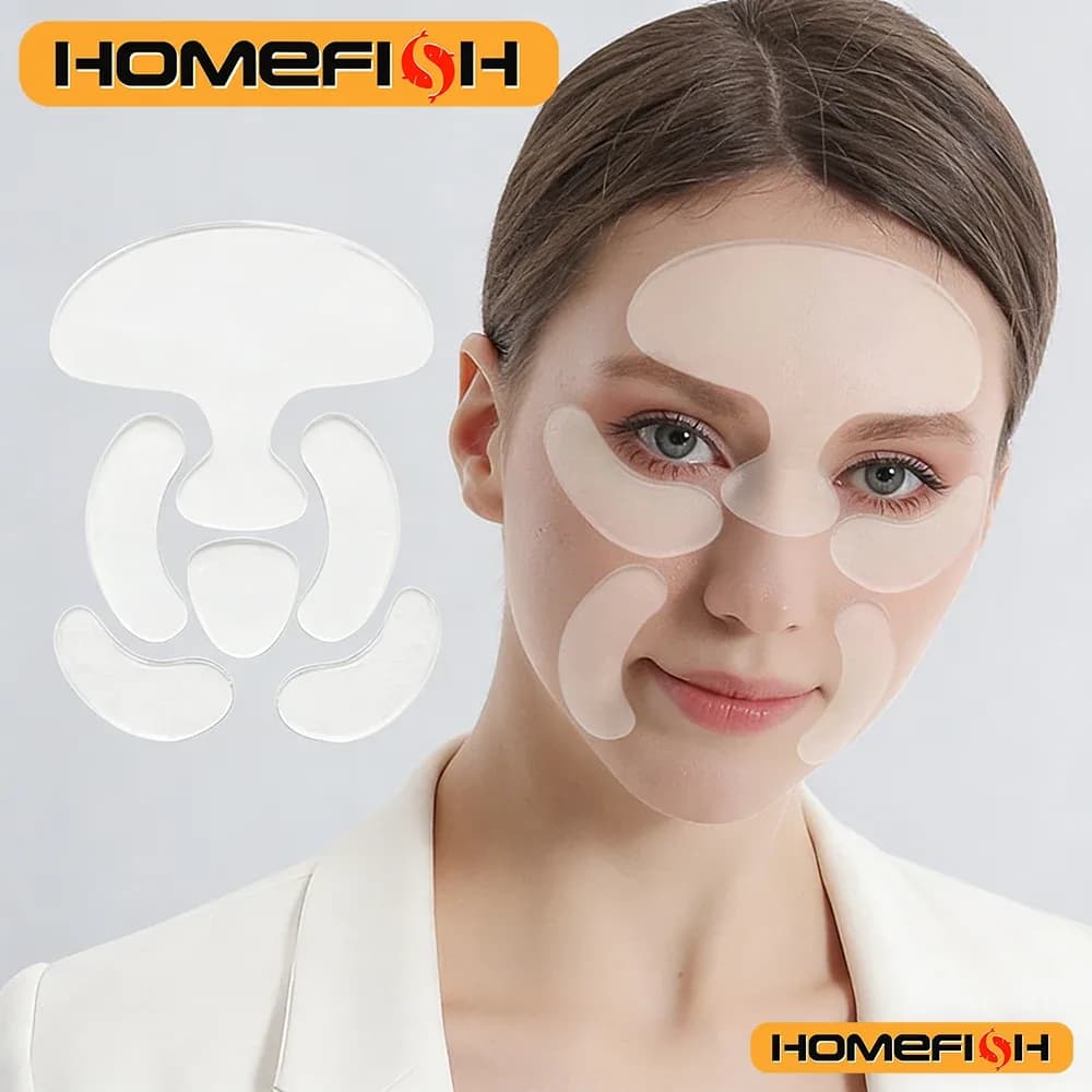 Reusable silicone anti-wrinkle patches for forehead, under eye & smile lines
