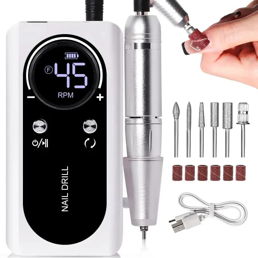 Portable Electric Nail Drill – 45,000 RPM, Rechargeable