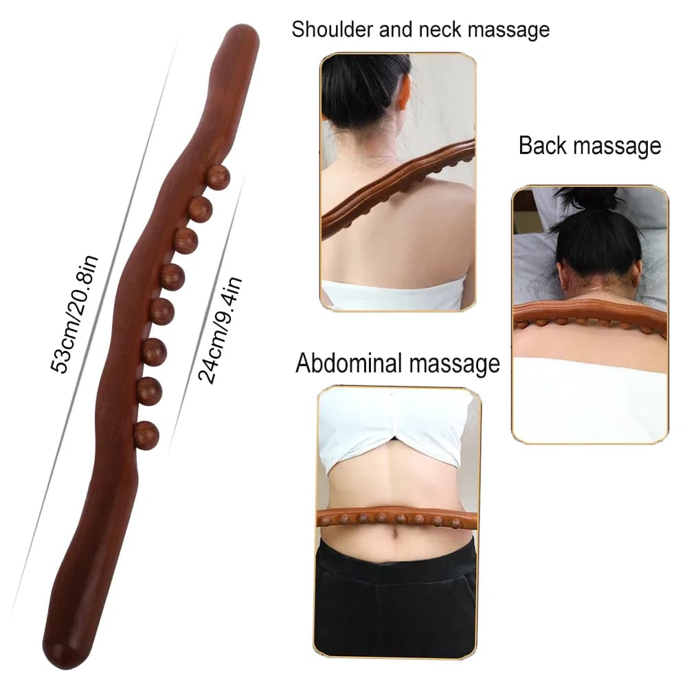 Beech Wood Gua Sha Massage Stick for Back, Shoulder & Neck