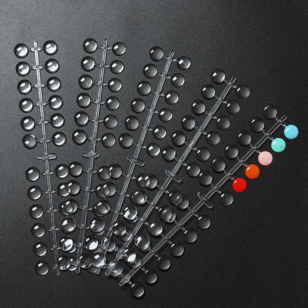 clear nail polish display table with polka dot stickers — image 7
