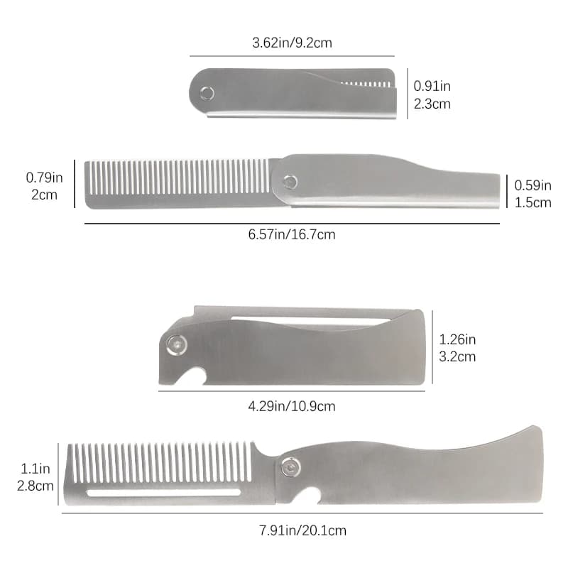 folding stainless steel hair comb for men — image 6