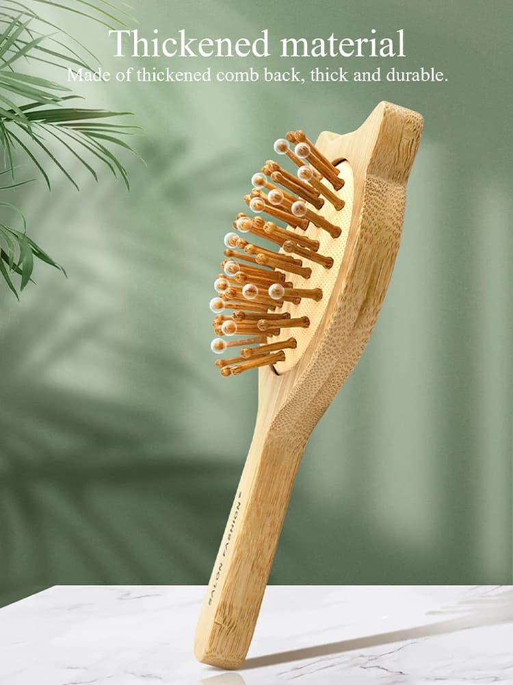 Bamboo hair brush with anti‑static comb and scalp massager — image 4