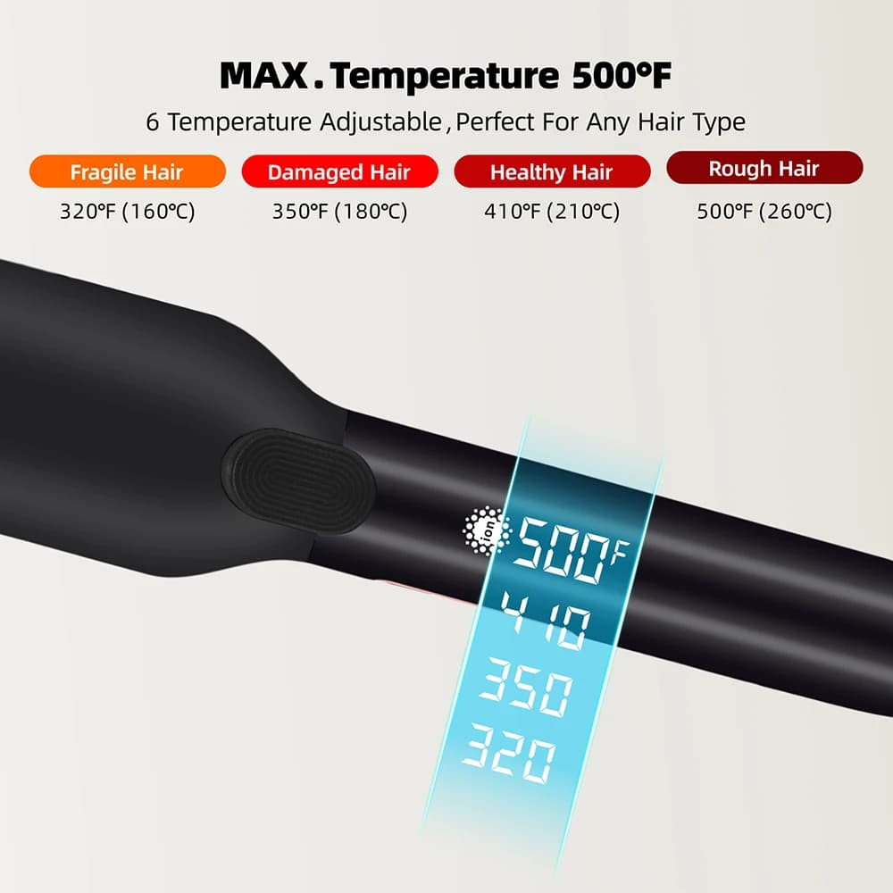 wide‑plate hair straightener with 500°F heating — image 3