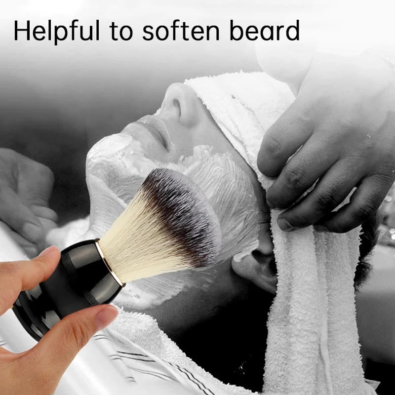 Wooden beard shaving brush with natural bristles — image 6