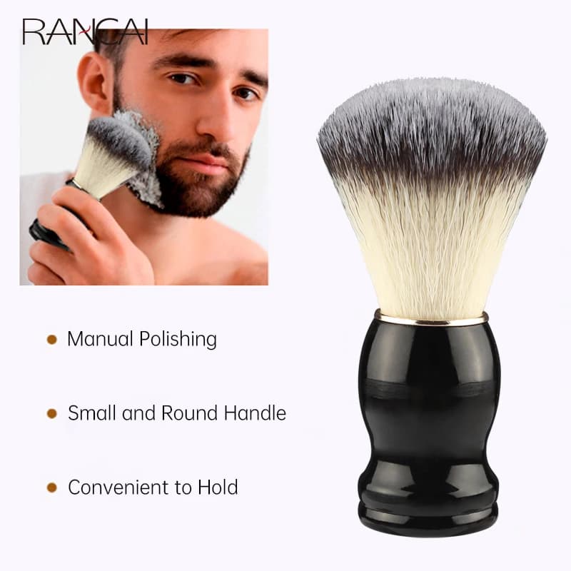 Wooden beard shaving brush with natural bristles — image 5