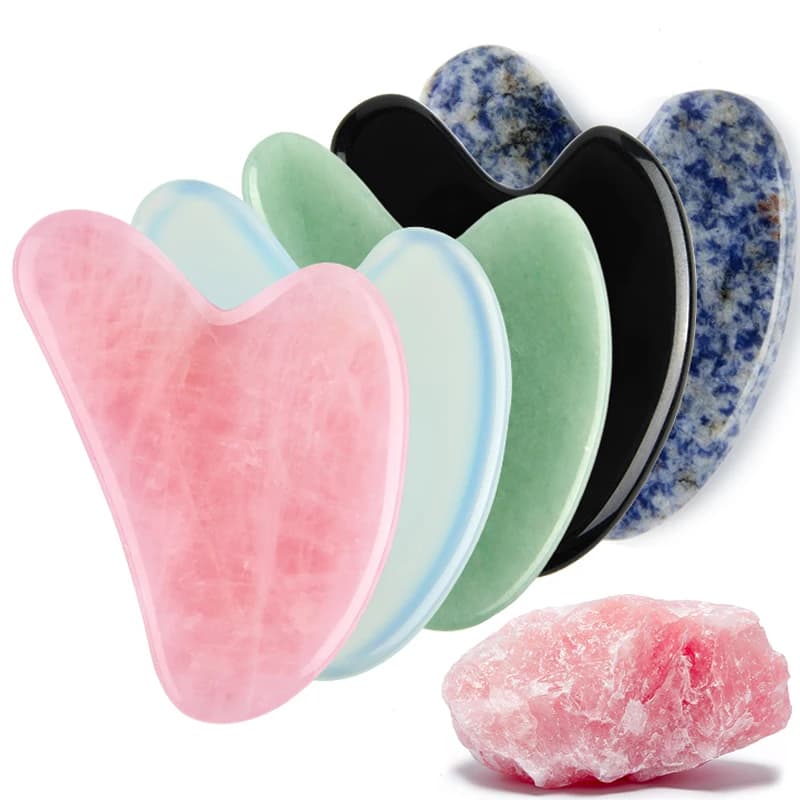Jade and Rose Quartz Gua Sha Facial Tool
