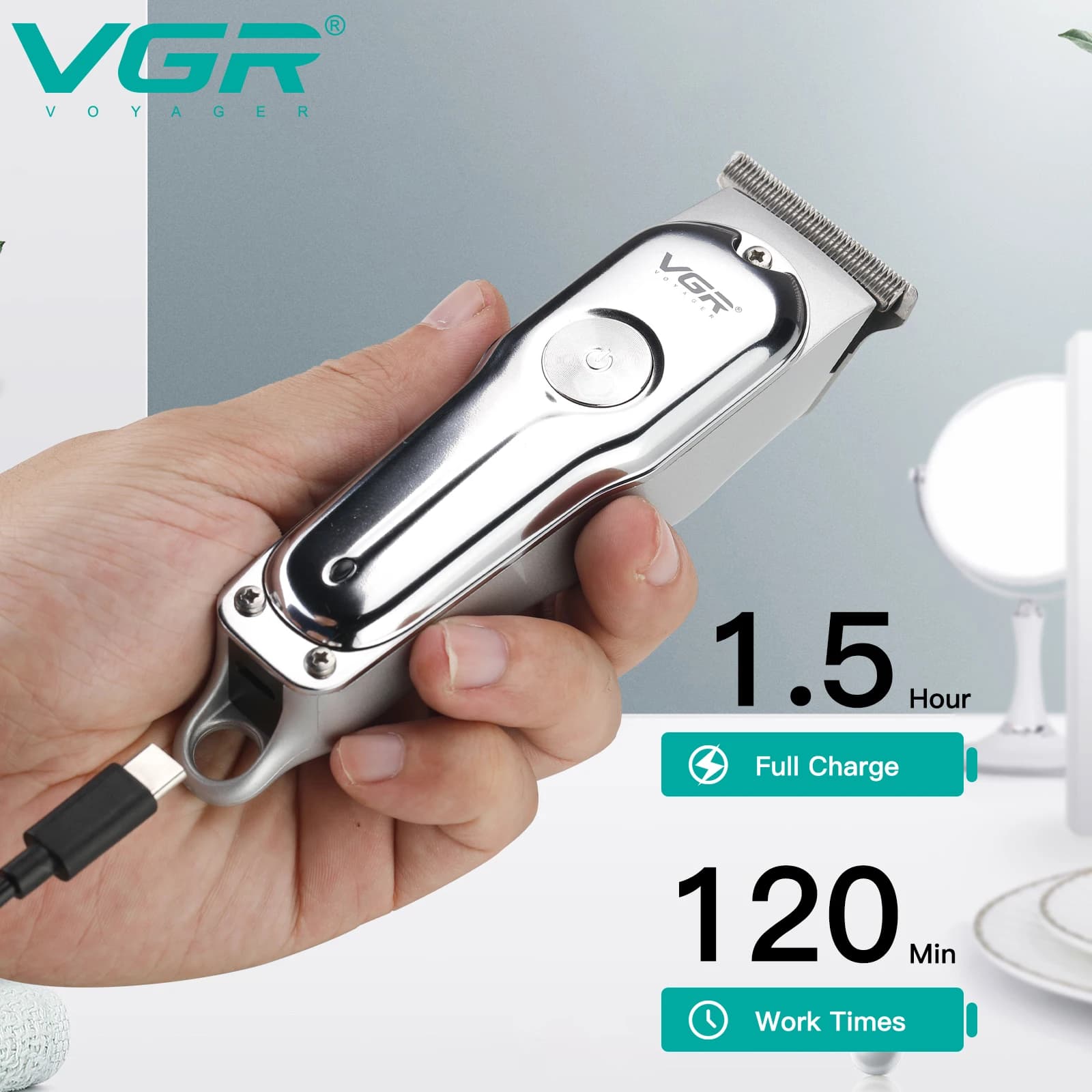 VGR wireless hair clipper for men — image 4