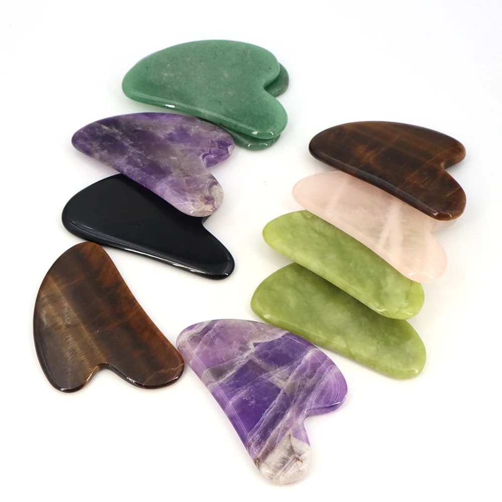 pink rose quartz and amethyst gua sha massage board — image 4