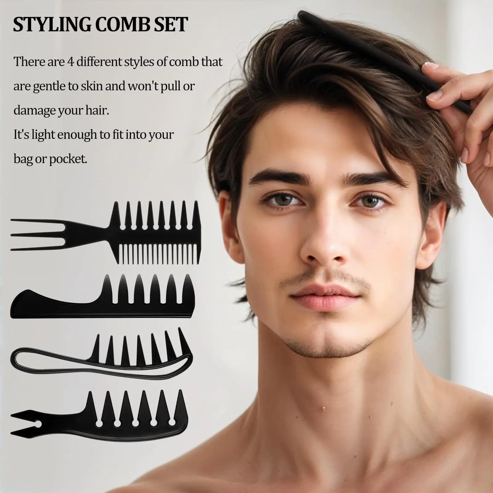 set of four men's hair styling combs — image 4