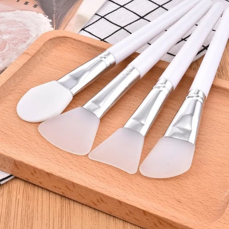 White Silicone Facial Mask Brush Set – 4 Pieces