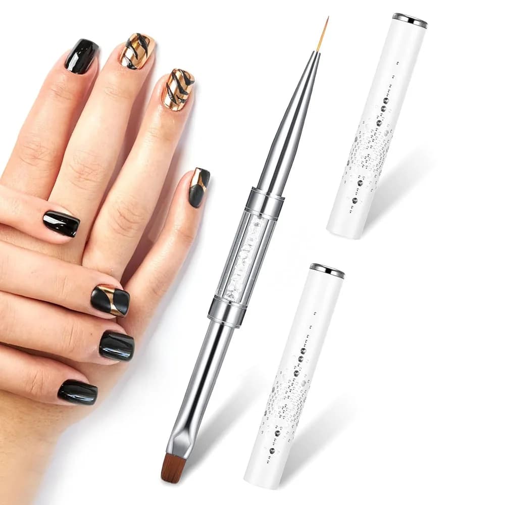 dual-ended nail art brush with gel builder and rhinestone tip — image 5