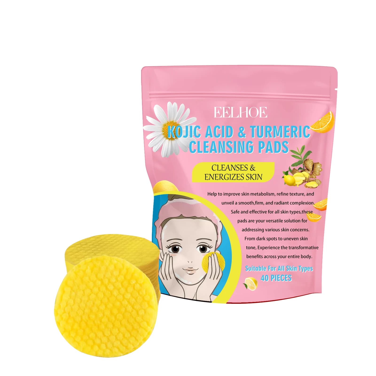 Turmeric and kojic acid facial cleansing pads — image 8