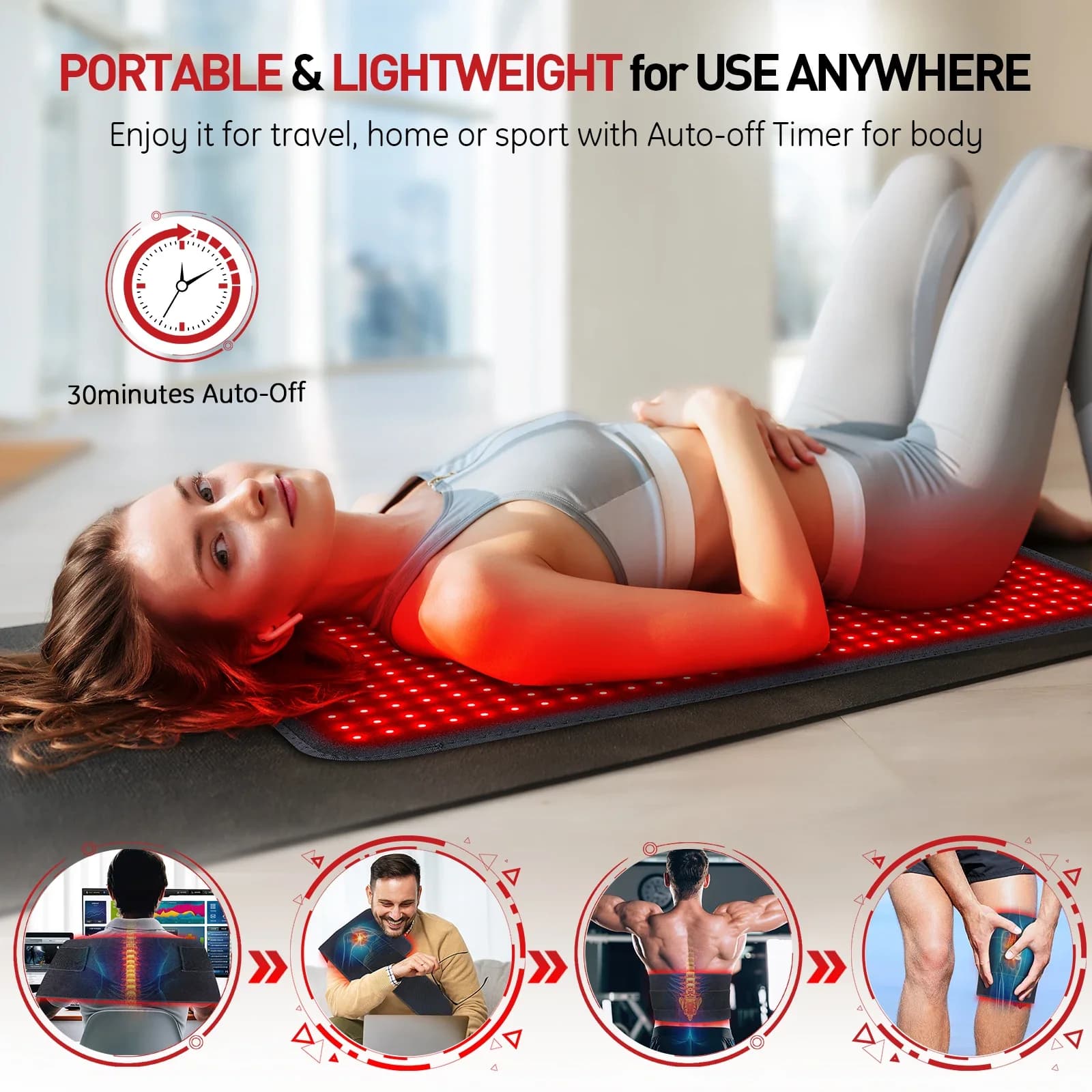 Red light therapy heating pad for waist, back and shoulders — image 4