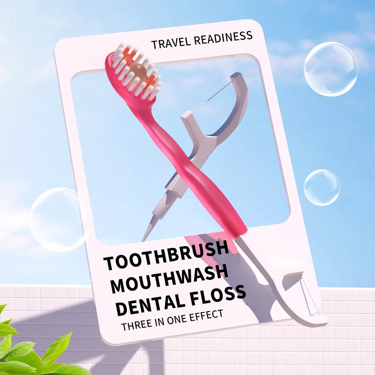 portable 5-in-1 dental care kit with toothbrush and floss — image 5