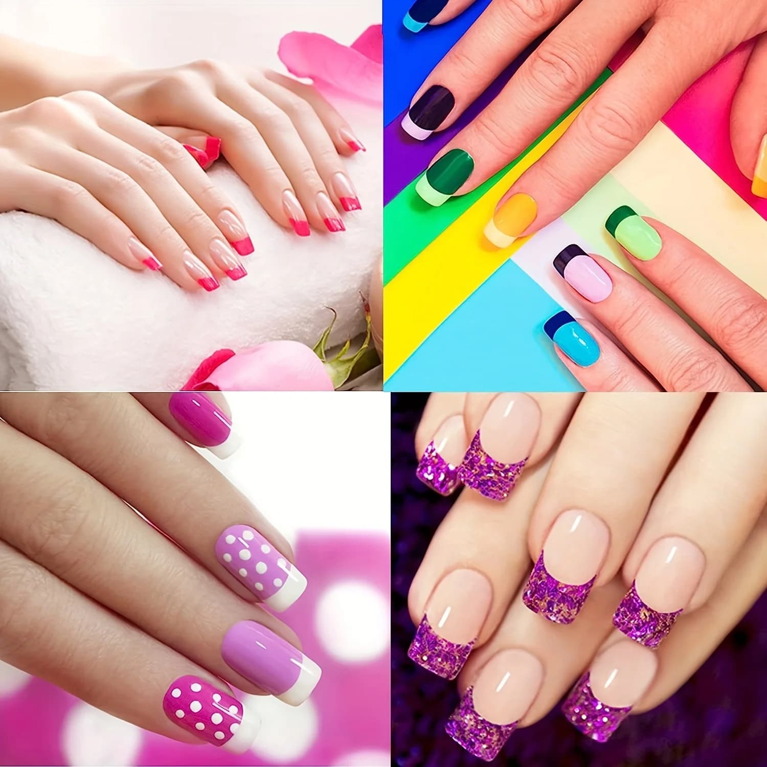 white self-adhesive French nail art stickers — image 5