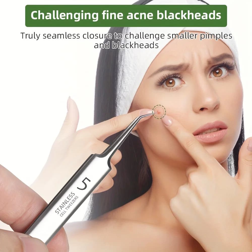 extra fine No.5 cellular acne blackhead tweezers set — image 4
