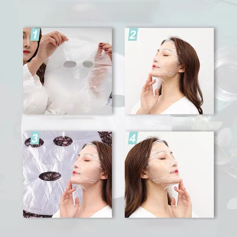 transparent disposable full face plastic film cleanser mask — image 4