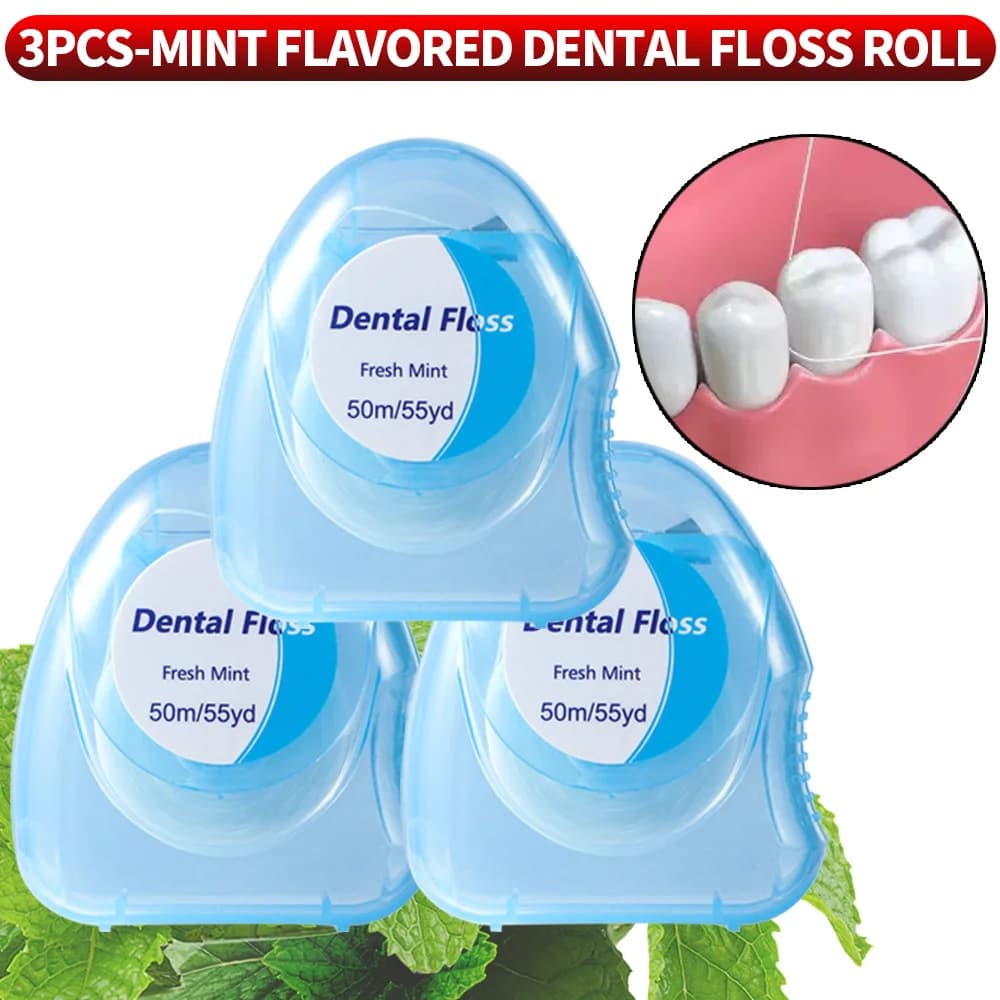 compact mint flavored dental floss pack — image 5