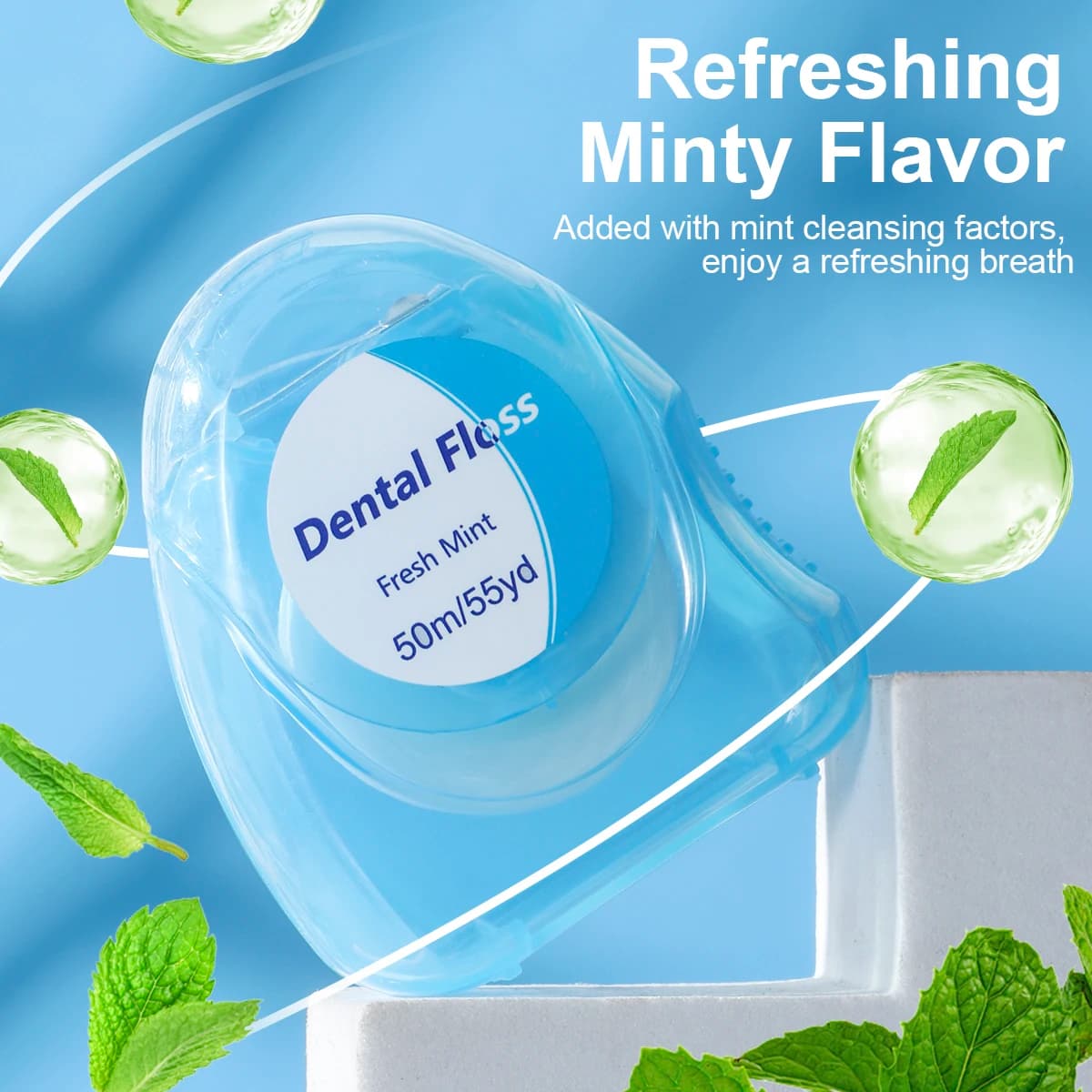 compact mint flavored dental floss pack — image 3