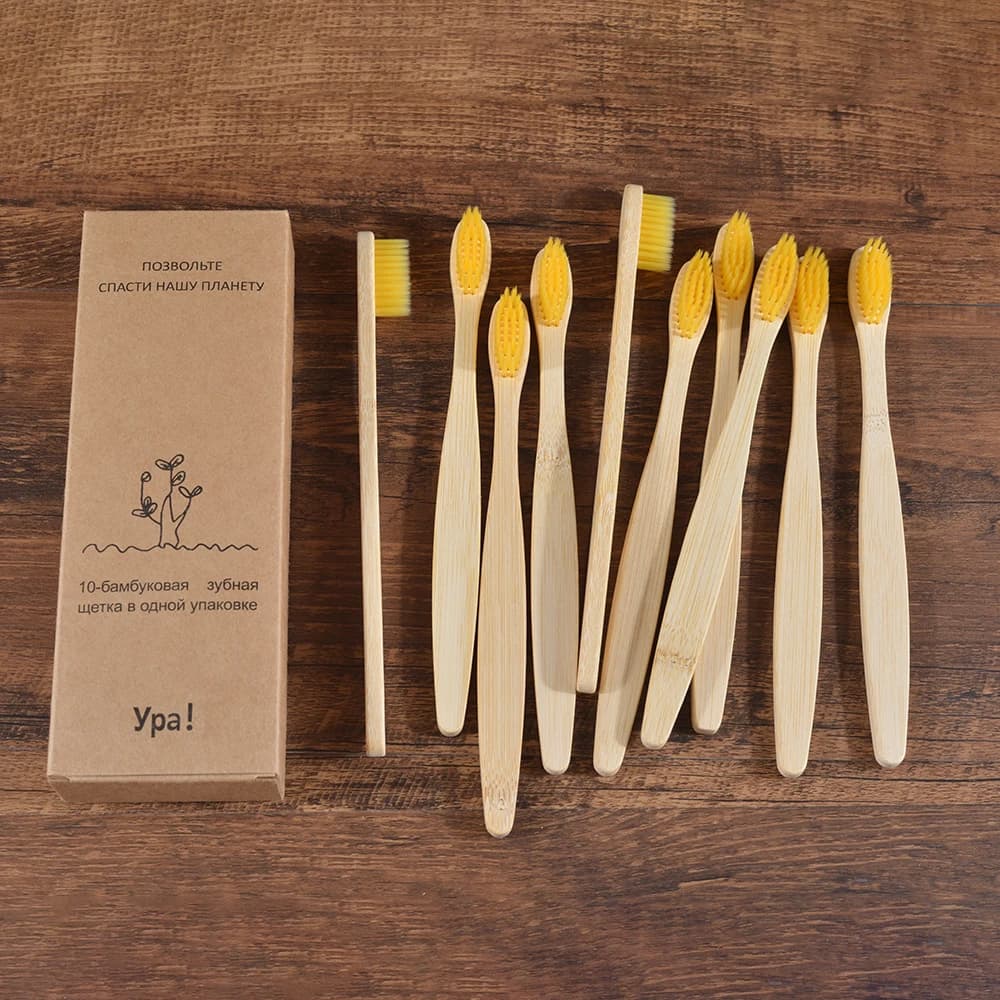 Colorful bamboo toothbrushes with soft bristles — image 7