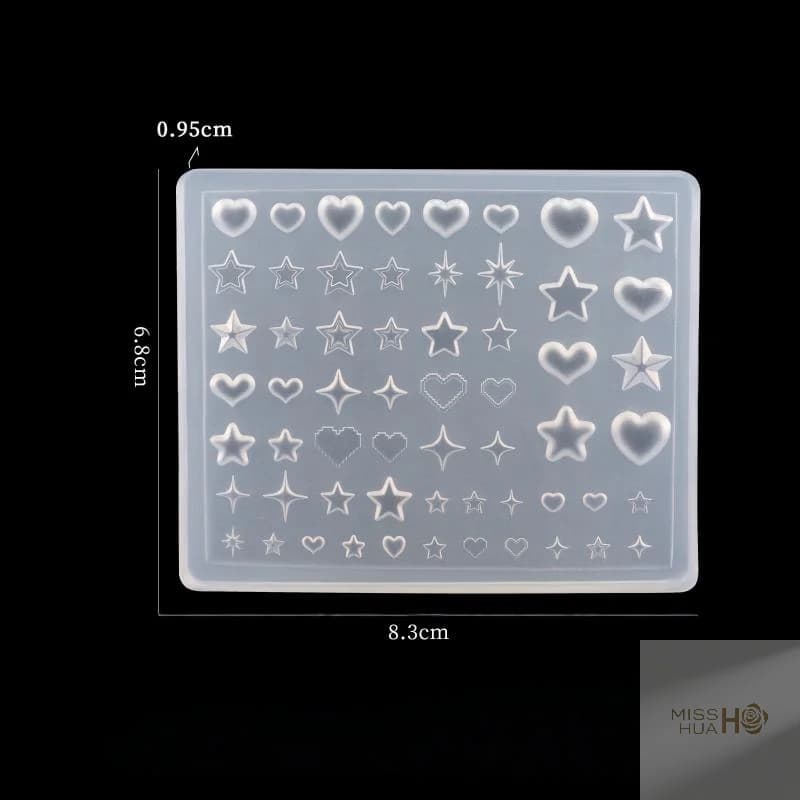 3D silicone nail art mold with heart star pentagram design — image 6