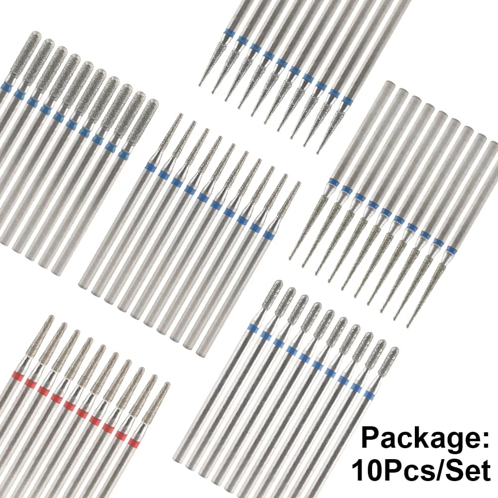 set of 10 diamond milling cutters for nail drill — image 5