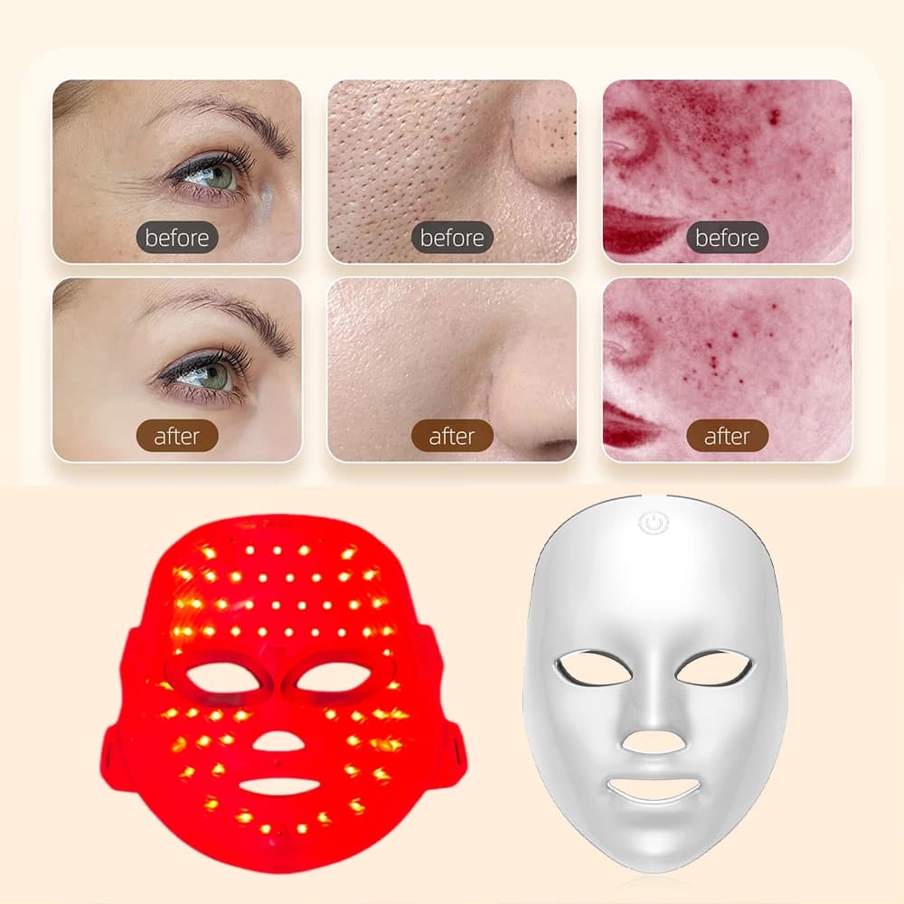 7‑color LED facial mask with red light panel — image 6