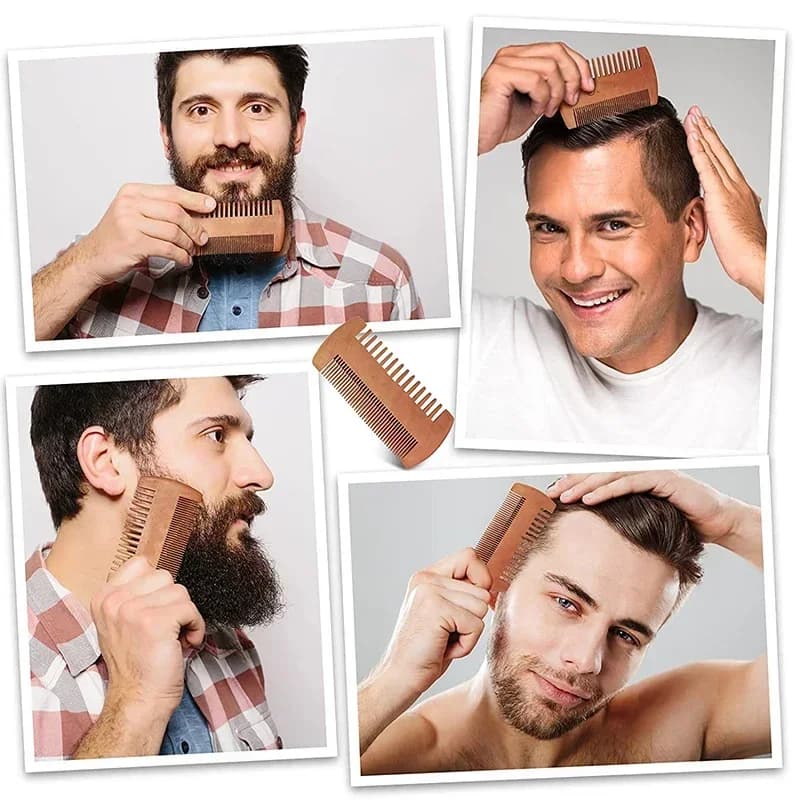 Wooden beard comb with leather case — image 5