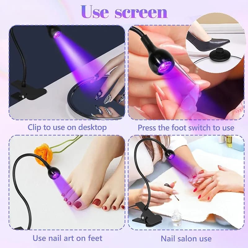 UV LED nail dryer with adjustable head and foot pedal — image 5