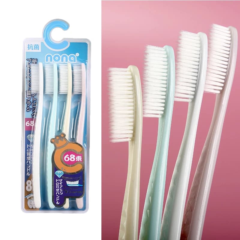 soft long-head adult toothbrush set of four — image 1