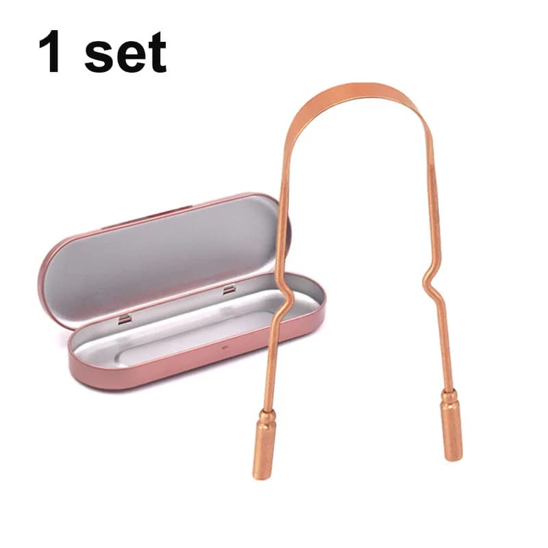 Pure copper tongue scraper with metal storage box — image 8