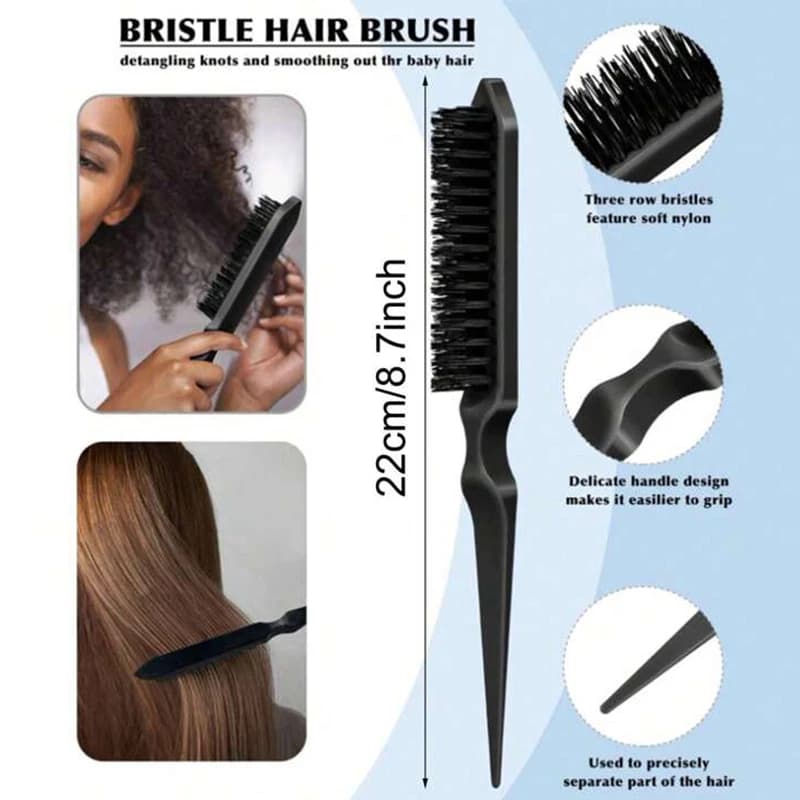 bristle slick back hair brush for smooth ponytails and buns — image 4