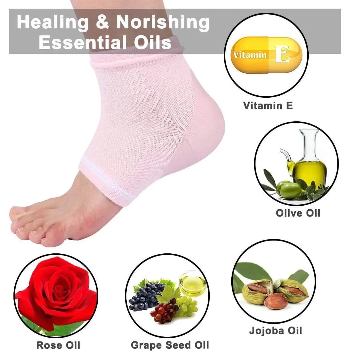 Reusable silicone gel heel socks for moisturizing cracked feet — image 3