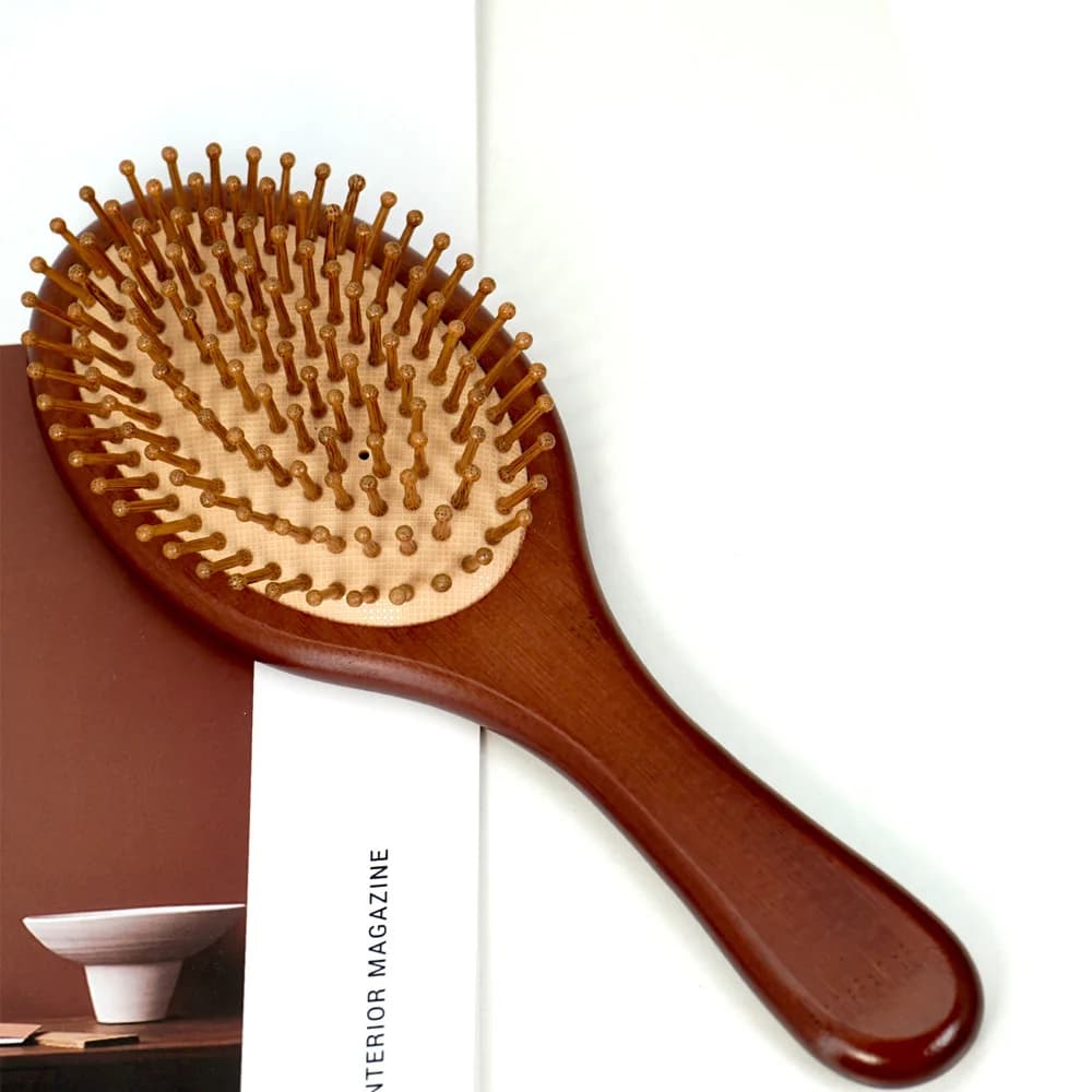 Bamboo hair brush with anti‑static comb and scalp massager — image 8