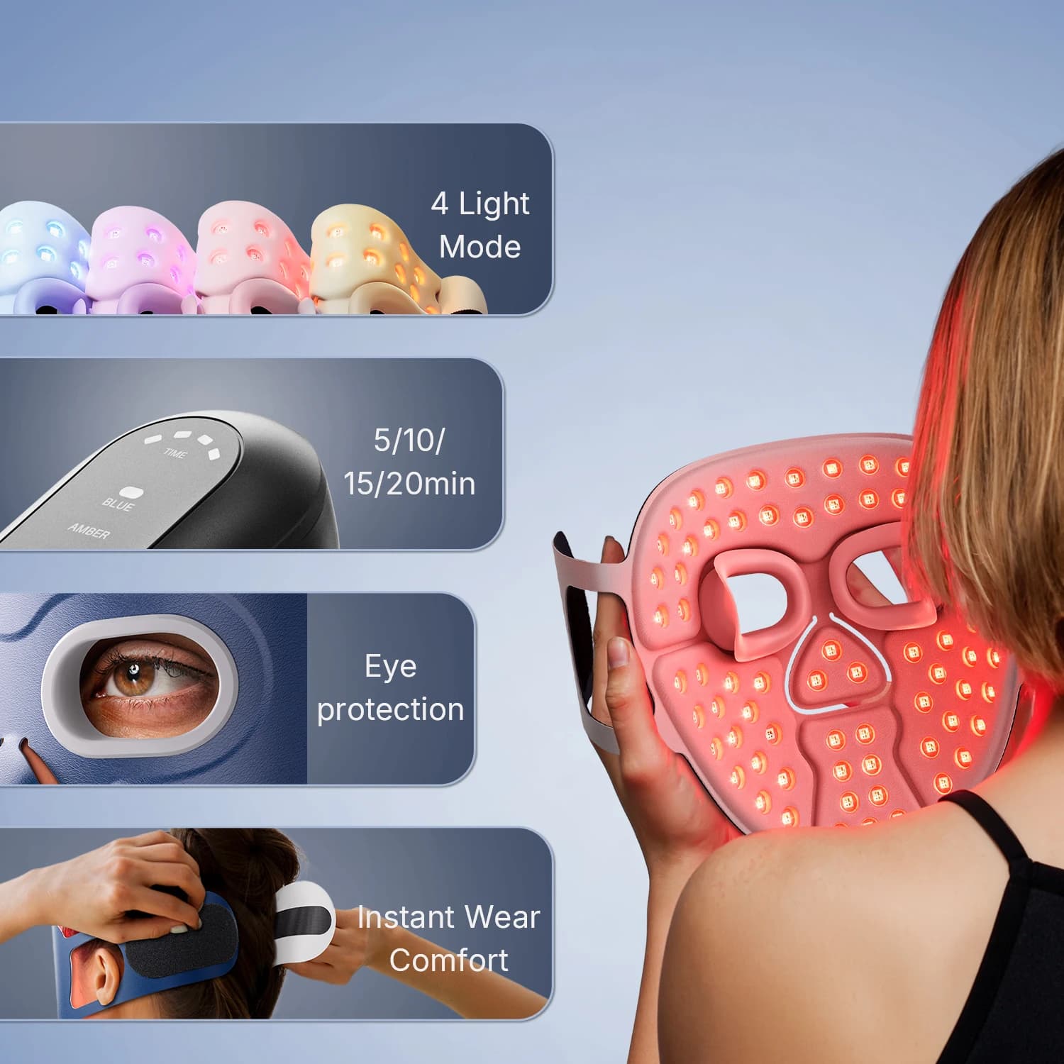 wireless near-infrared red light therapy facial mask — image 3
