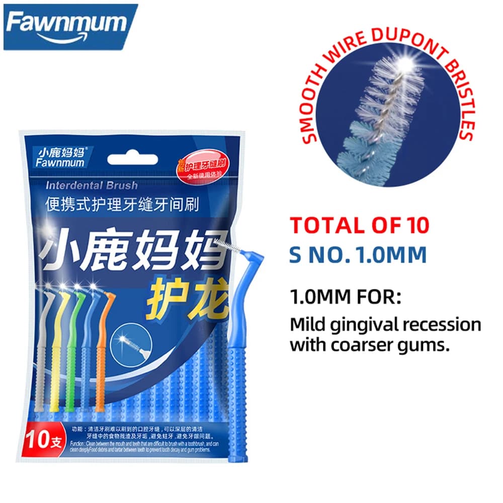L‑shape interdental brush set with 10 brushes and bag — image 8