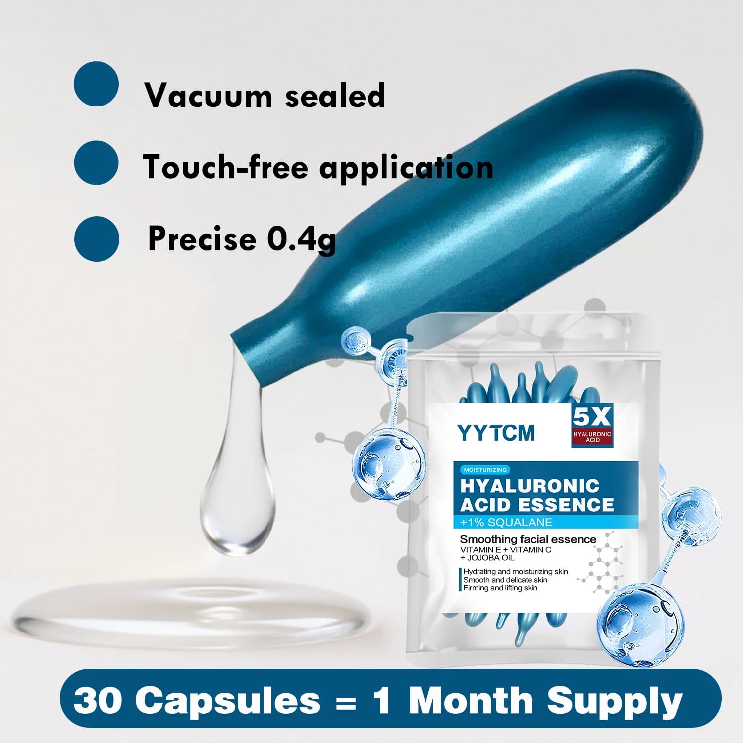 Hyaluronic acid moisturizing capsule essence bottle with capsules — image 5