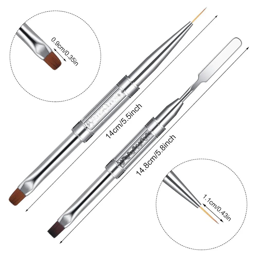 dual-ended nail art brush with gel builder and rhinestone tip — image 3