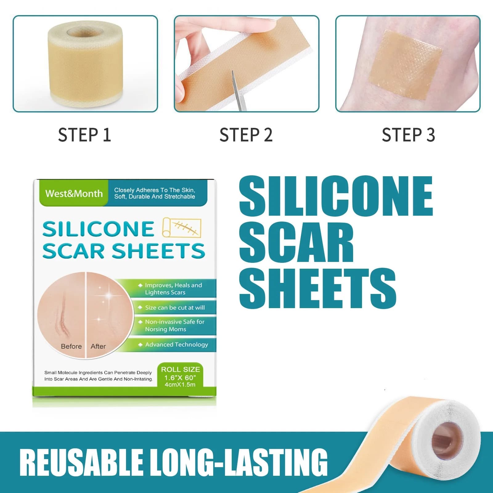 silicone scar sheet roll self‑adhesive — image 3