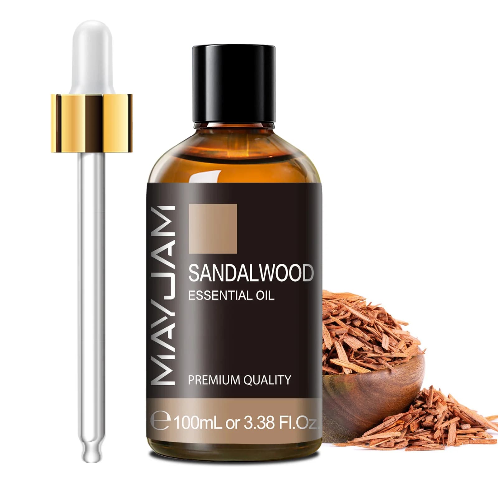100ml bottle of sandalwood and lavender essential oil with dropper — image 5