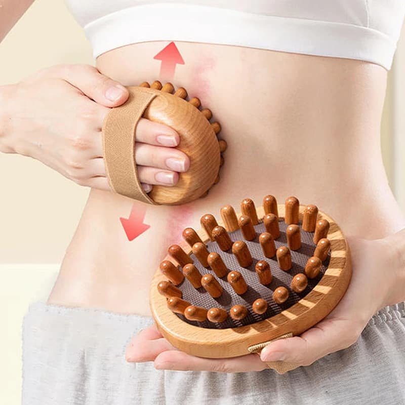 wooden anti‑cellulite body brush with oil cushion — image 1